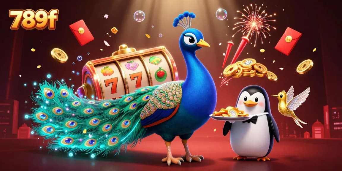 Win exciting games at 789f with vibrant casino visuals featuring a jewel-toned peacock and golden chips.