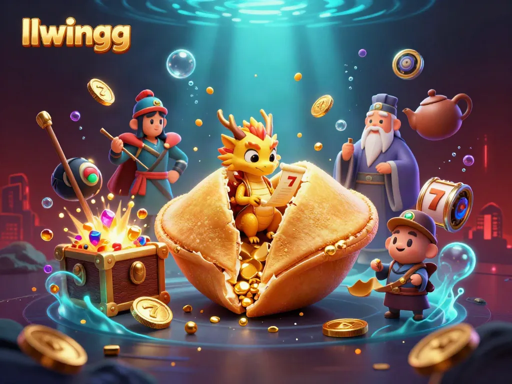 Experience thrilling gameplay with llwingg's golden fortune cookie and riches in a vibrant casino world.