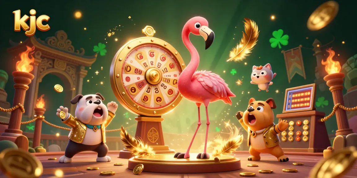 KJC interactive gaming scene showcasing prize wheel excitement in a vibrant casino atmosphere.