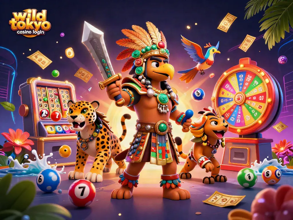Engage with wild tokyo casino login through an energetic 3D casino-themed illustration.