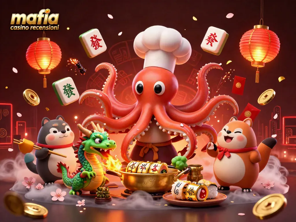 Experience the excitement of mafia casino recensioni with vibrant slot reels and characters in a dynamic 3D illustration.